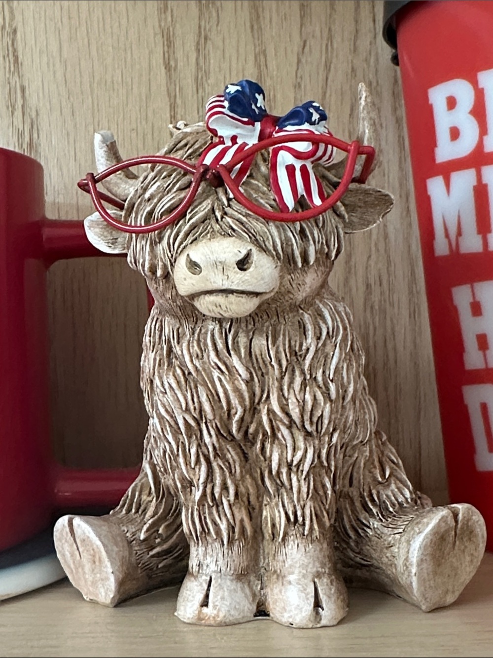 Patriotic Fourth of July Highland Cow Wearing Glasses Hard to Find!